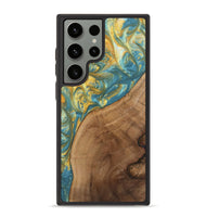 Galaxy S23 Ultra Wood Phone Case - Charla (Teal & Gold, 742240)