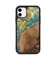 iPhone 11 Wood Phone Case - Charla (Teal & Gold, 742240)