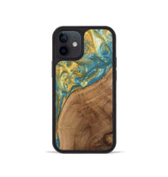 iPhone 12 mini Wood Phone Case - Charla (Teal & Gold, 742240)