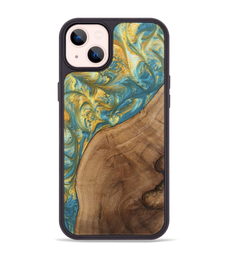 iPhone 14 Plus Wood Phone Case - Charla (Teal & Gold, 742240)