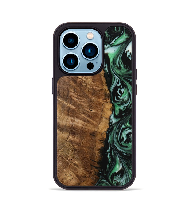 iPhone 14 Pro Wood Phone Case - Perrin (Green, 742244)