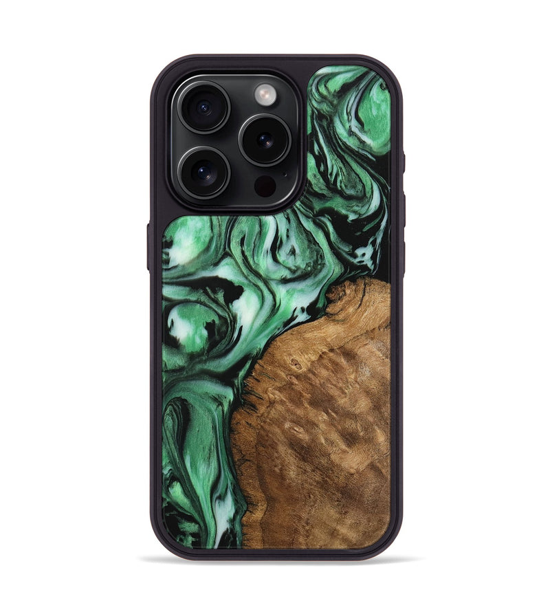 iPhone 15 Pro Wood Phone Case - Estella (Green, 742252)