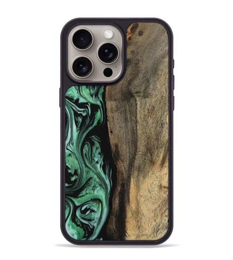 iPhone 15 Pro Max Wood Phone Case - Elmire (Green, 742259)