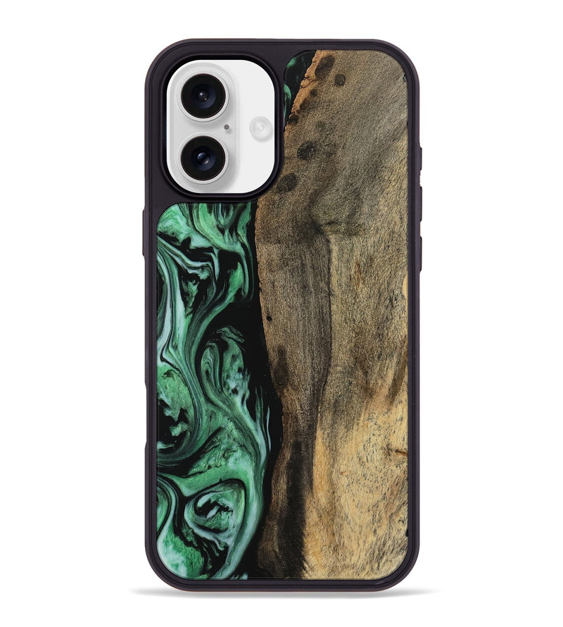 iPhone 16 Plus Wood Phone Case - Elmire (Green, 742259)