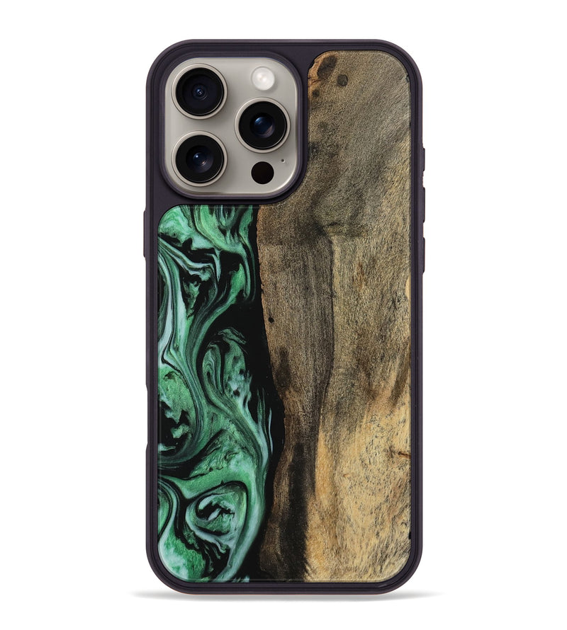 iPhone 16 Pro Max Wood Phone Case - Elmire (Green, 742259)