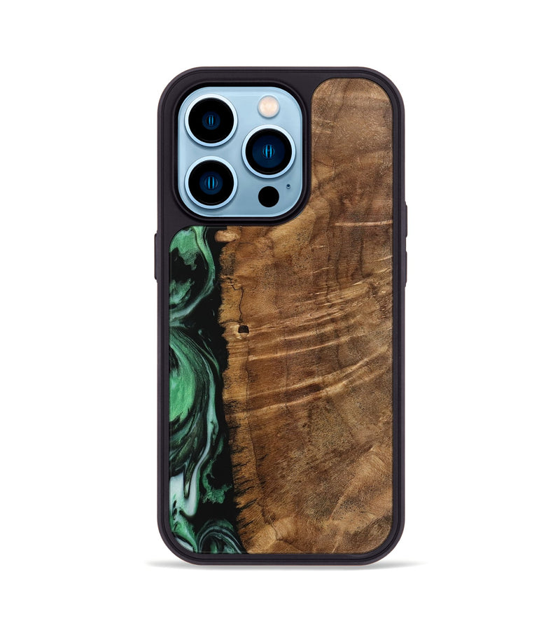 iPhone 14 Pro Wood Phone Case - Hill (Green, 742268)