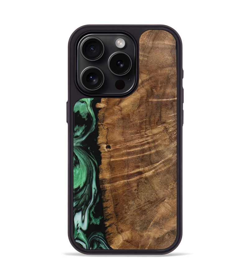 iPhone 15 Pro Wood Phone Case - Hill (Green, 742268)