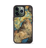 iPhone 13 Pro Wood Phone Case - Dinnie (Teal & Gold, 742336)