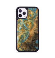 iPhone 11 Pro Wood Phone Case - Sean (Teal & Gold, 742338)