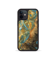 iPhone 12 mini Wood Phone Case - Sean (Teal & Gold, 742338)