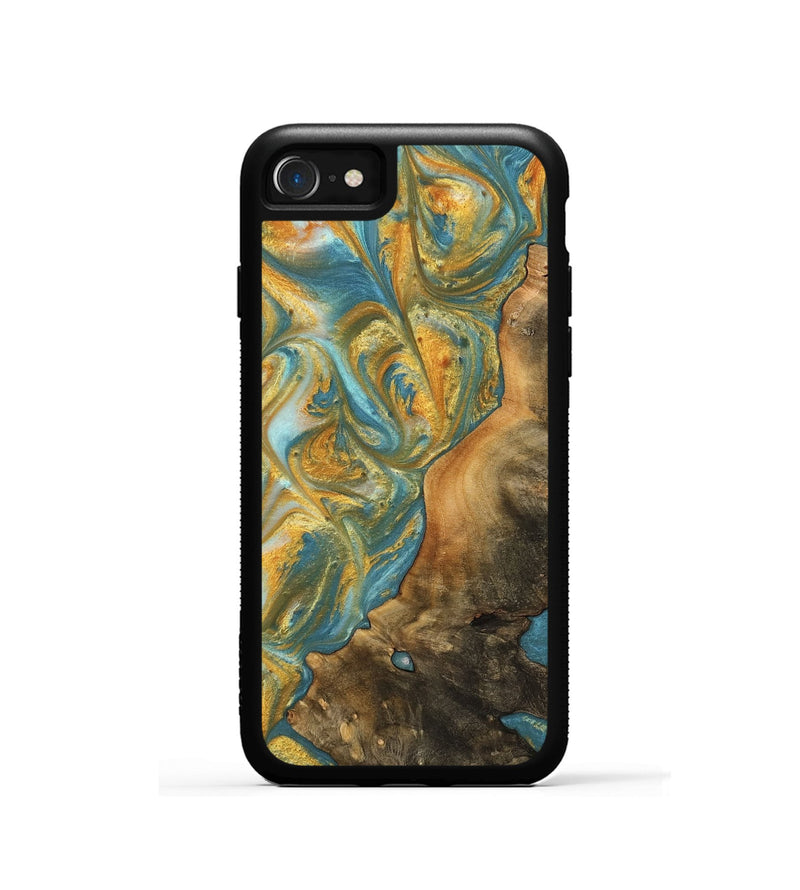 iPhone SE Wood Phone Case - Sean (Teal & Gold, 742338)