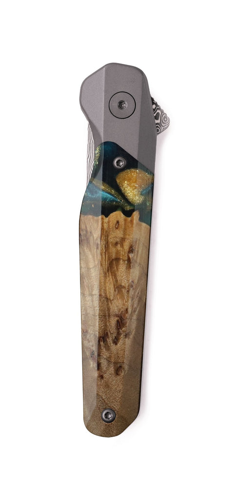 Live Edge Wood Pocket Knife - Stanley (Teal & Gold, 742352)