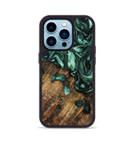 iPhone 14 Pro Wood Phone Case - Ladan (Green, 742376)