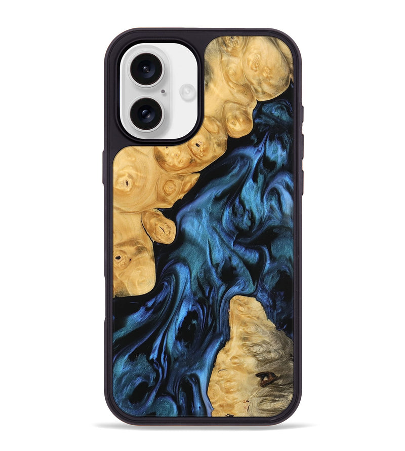 iPhone 16 Plus Wood Phone Case - Maso (Blue, 742378)