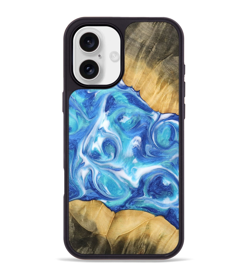 iPhone 16 Plus Wood Phone Case - Pallie (Blue, 742392)