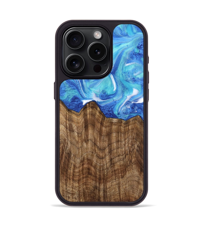 iPhone 15 Pro Wood Phone Case - Lian (Blue, 742393)