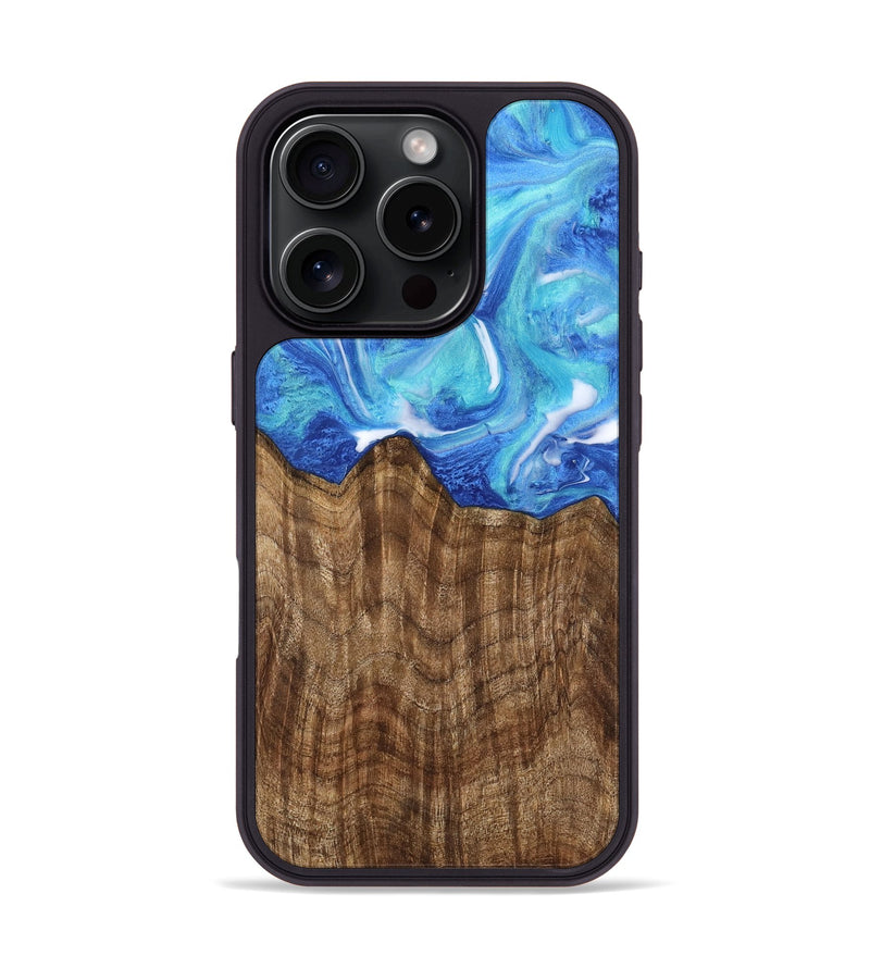 iPhone 16 Pro Wood Phone Case - Lian (Blue, 742393)