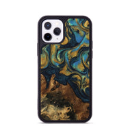 iPhone 11 Pro Wood Phone Case - Rice (Teal & Gold, 742479)