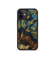 iPhone 12 mini Wood Phone Case - Rice (Teal & Gold, 742479)