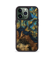 iPhone 13 Pro Wood Phone Case - Rice (Teal & Gold, 742479)