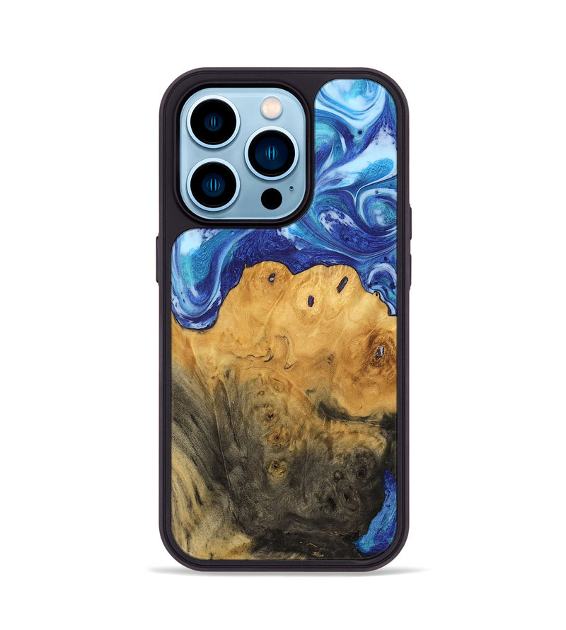 iPhone 14 Pro Wood Phone Case - Linzy (Blue, 742483)