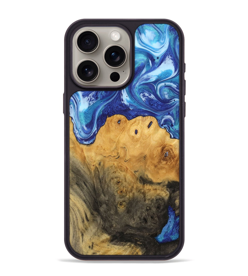 iPhone 15 Pro Max Wood Phone Case - Linzy (Blue, 742483)