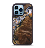 iPhone 14 Pro Max Wood Phone Case - Ciarra (Teal & Gold, 742484)