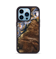 iPhone 14 Pro Wood Phone Case - Ciarra (Teal & Gold, 742484)