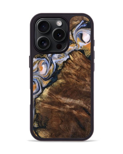 iPhone 16 Pro Wood Phone Case - Ciarra (Teal & Gold, 742484)