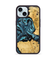 iPhone 15 Wood Phone Case - Ivona (Blue, 742487)