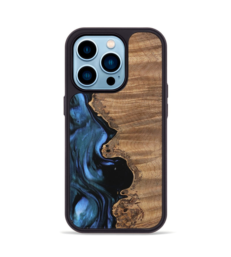 iPhone 14 Pro Wood Phone Case - Tiena (Blue, 742507)