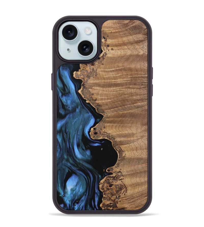 iPhone 15 Plus Wood Phone Case - Tiena (Blue, 742507)