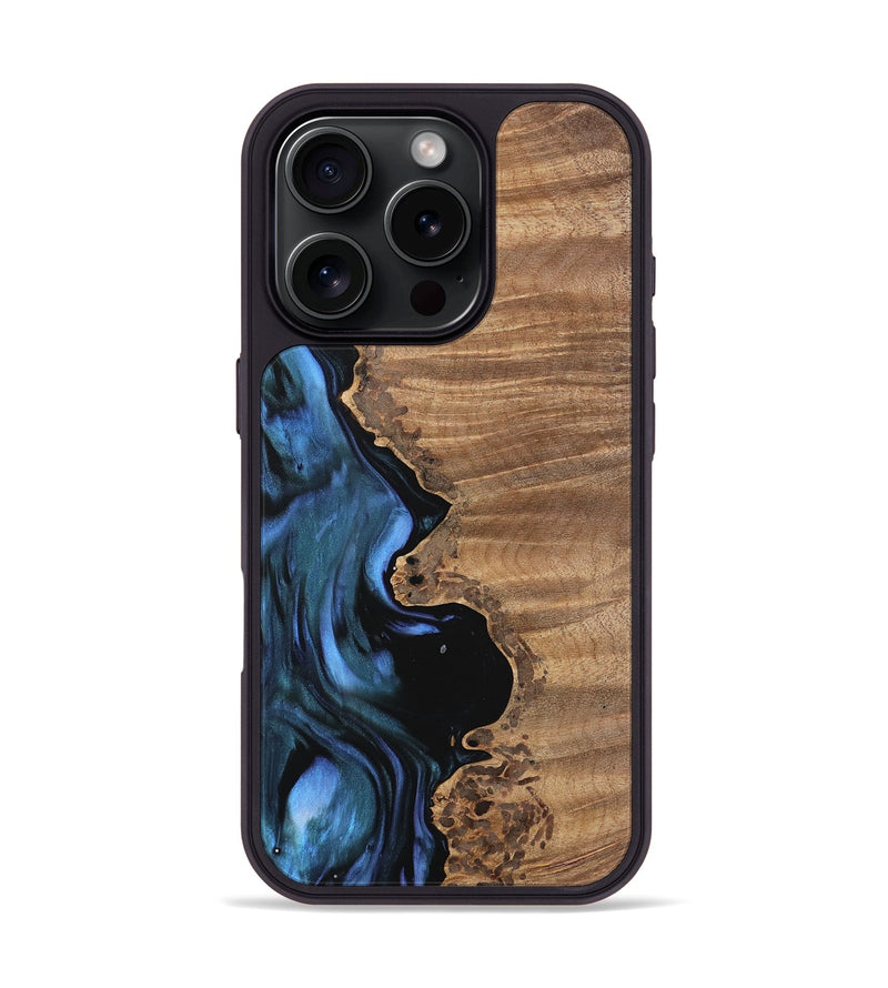 iPhone 16 Pro Wood Phone Case - Tiena (Blue, 742507)