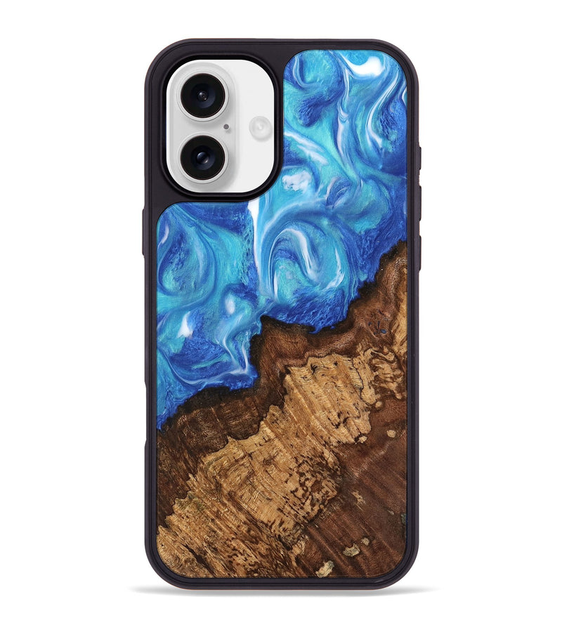 iPhone 16 Plus Wood Phone Case - Chris (Blue, 742540)