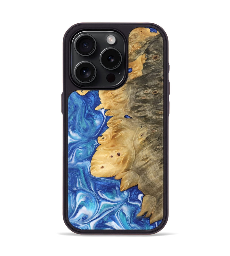 iPhone 15 Pro Wood Phone Case - Deidra (Blue, 742541)