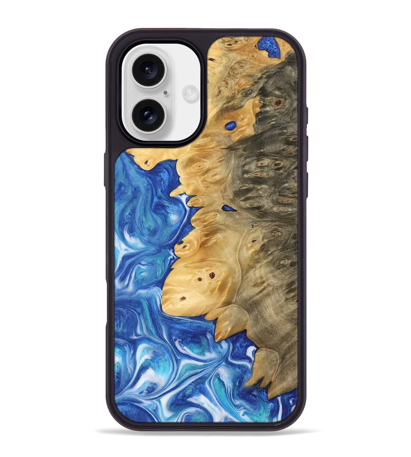 iPhone 16 Plus Wood Phone Case - Deidra (Blue, 742541)