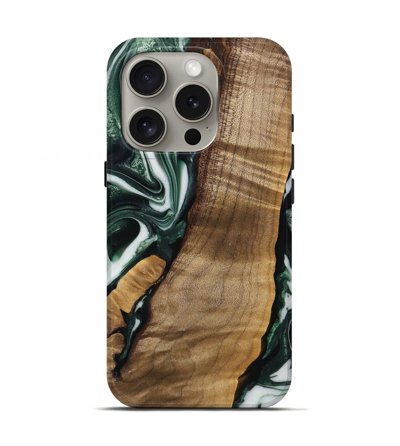 iPhone 16 Pro Wood Live Edge Phone Case - Hilmer (Green, 742565)