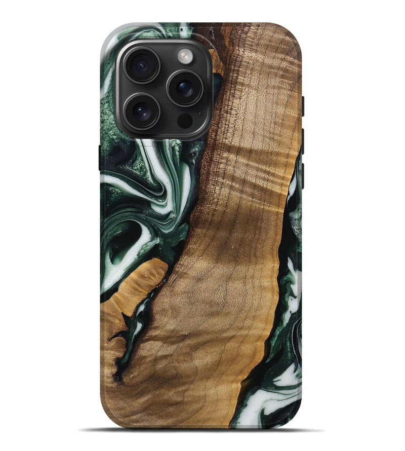 iPhone 16 Pro Max Wood Live Edge Phone Case - Hilmer (Green, 742565)