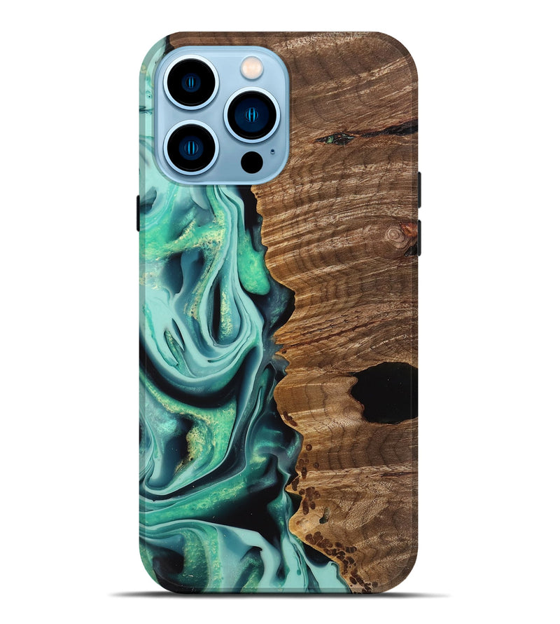 iPhone 14 Pro Max Wood Live Edge Phone Case - Gertie (Green, 742566)