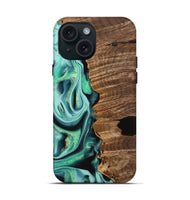 iPhone 15 Wood Live Edge Phone Case - Gertie (Green, 742566)