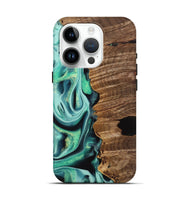 iPhone 15 Pro Wood Live Edge Phone Case - Gertie (Green, 742566)