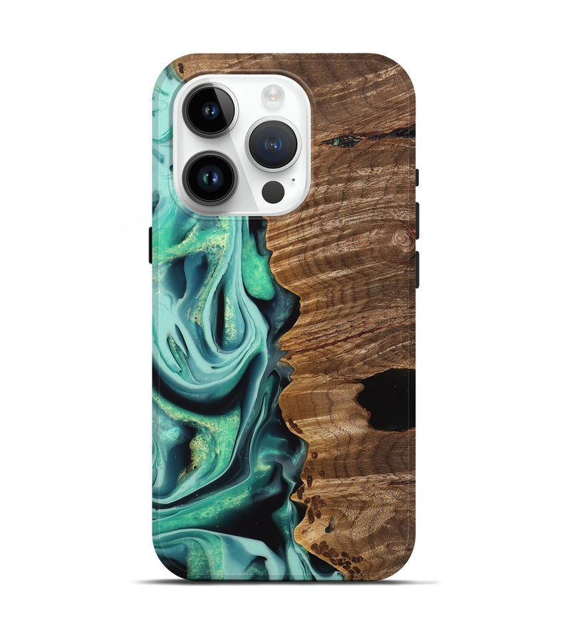 iPhone 15 Pro Wood Live Edge Phone Case - Gertie (Green, 742566)