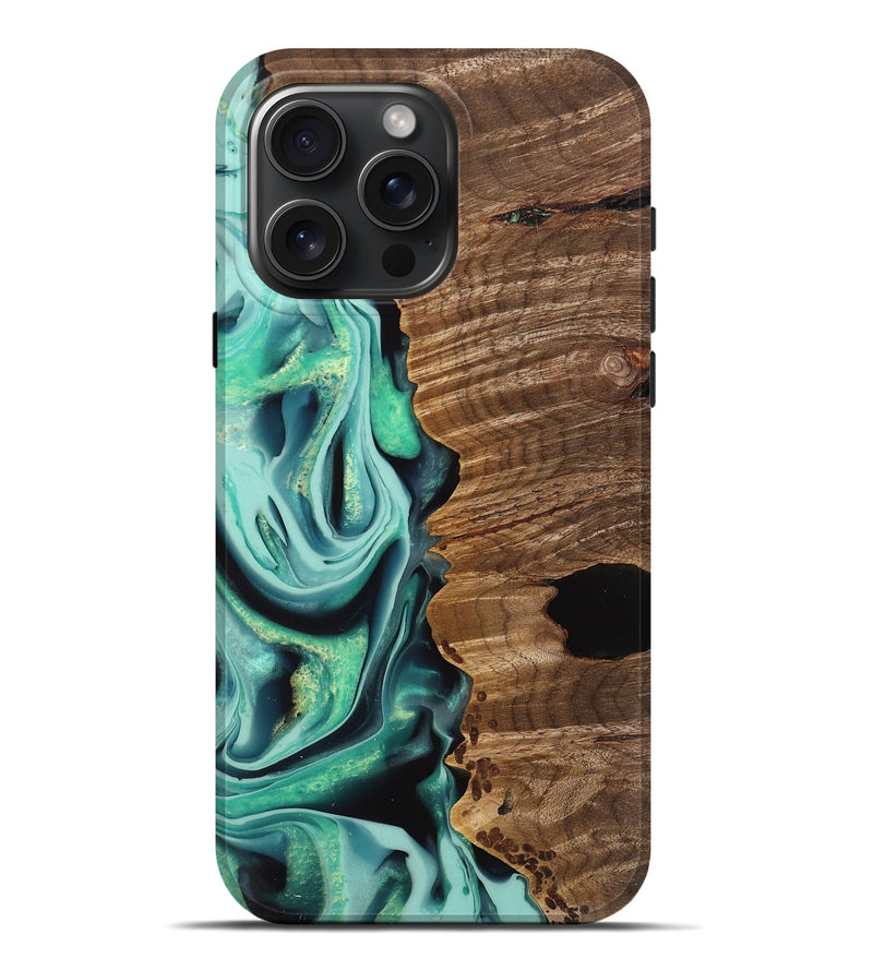 iPhone 16 Pro Max Wood Live Edge Phone Case - Gertie (Green, 742566)