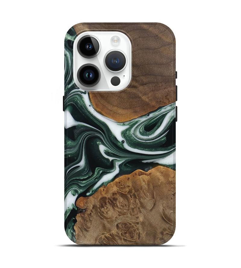 iPhone 15 Pro Wood Live Edge Phone Case - Merrill (Green, 742568)