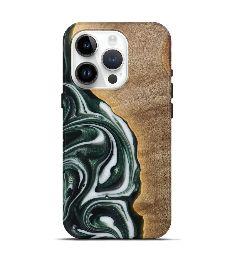 iPhone 15 Pro Wood Live Edge Phone Case - Ashley (Green, 742571)