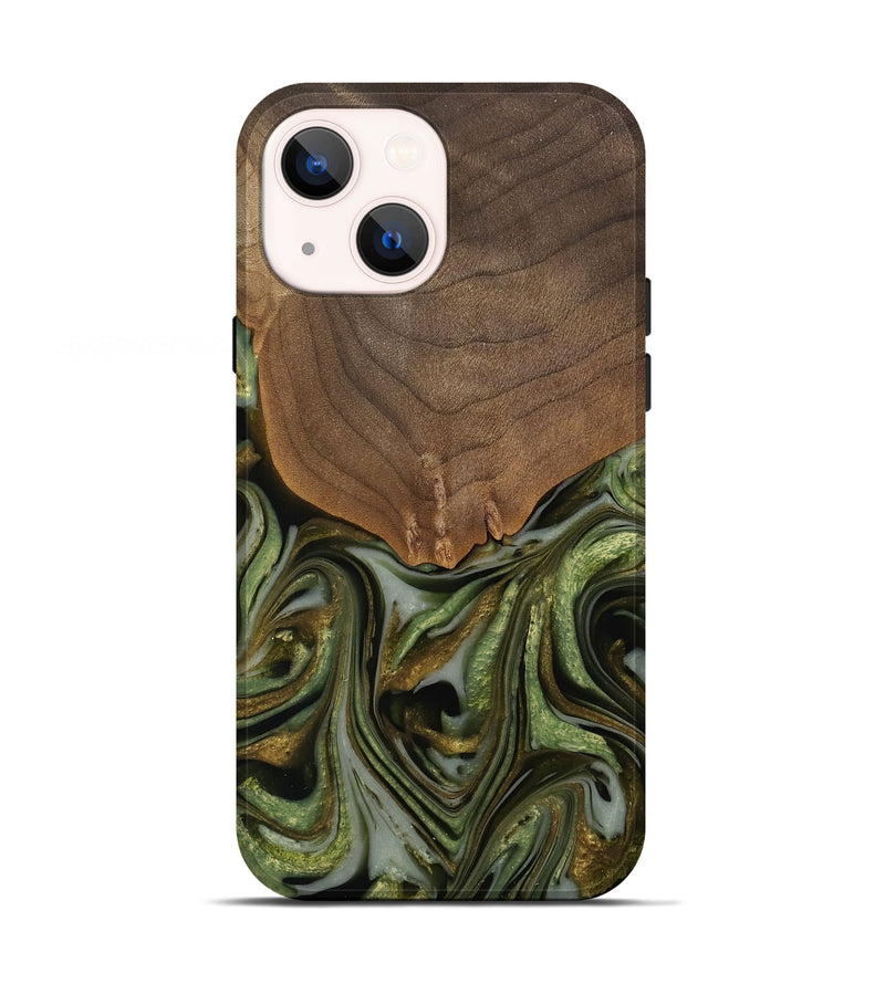 iPhone 13 Wood Live Edge Phone Case - Caralie (Green, 742573)