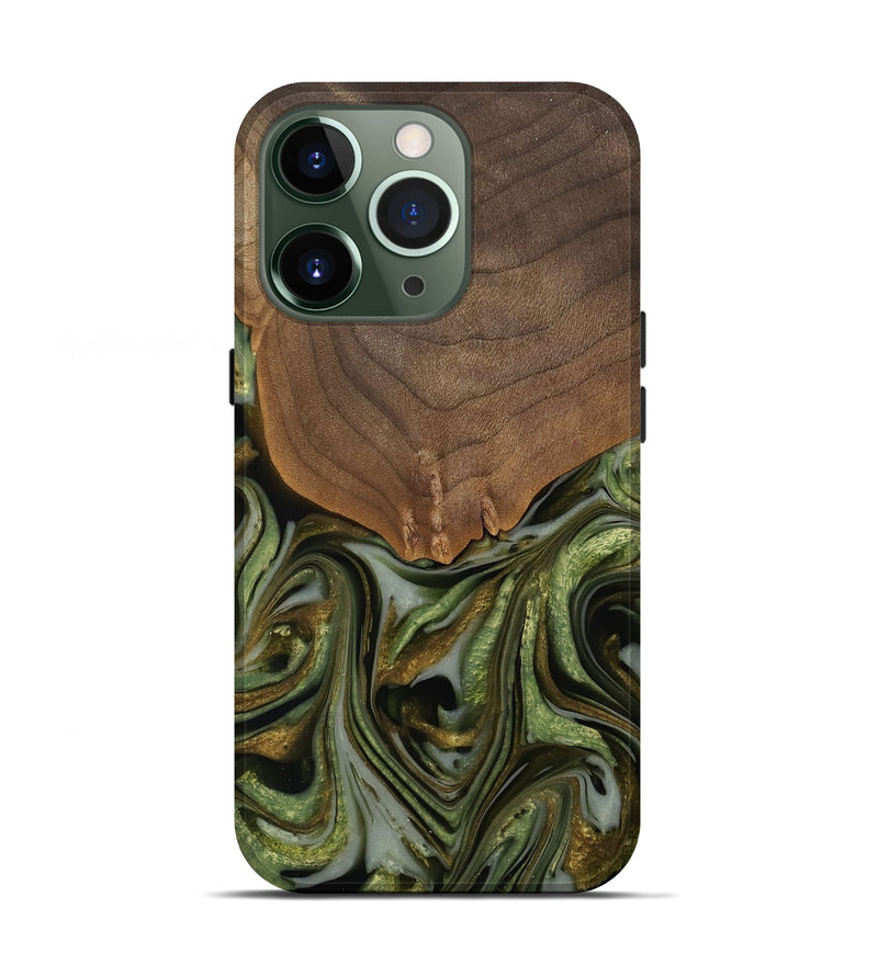 iPhone 13 Pro Wood Live Edge Phone Case - Caralie (Green, 742573)