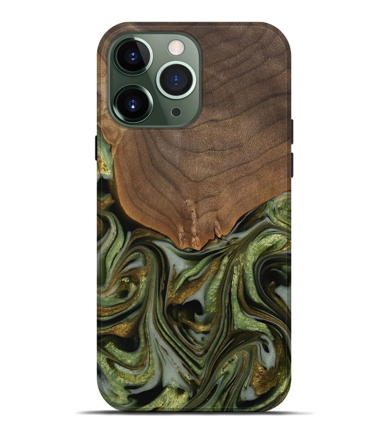 iPhone 13 Pro Max Wood Live Edge Phone Case - Caralie (Green, 742573)