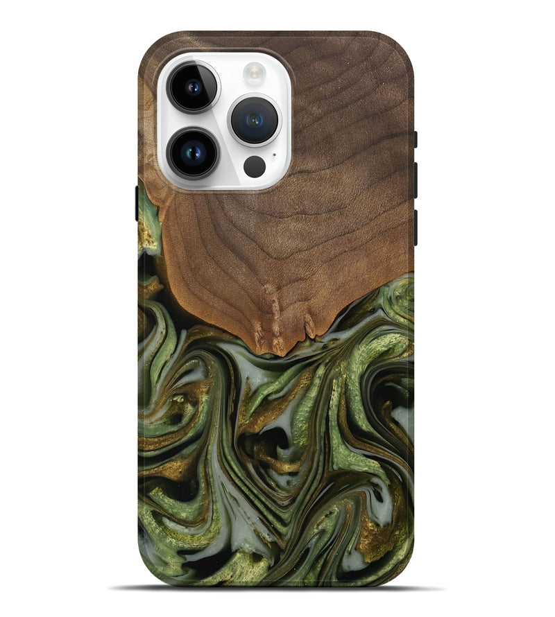 iPhone 15 Pro Max Wood Live Edge Phone Case - Caralie (Green, 742573)