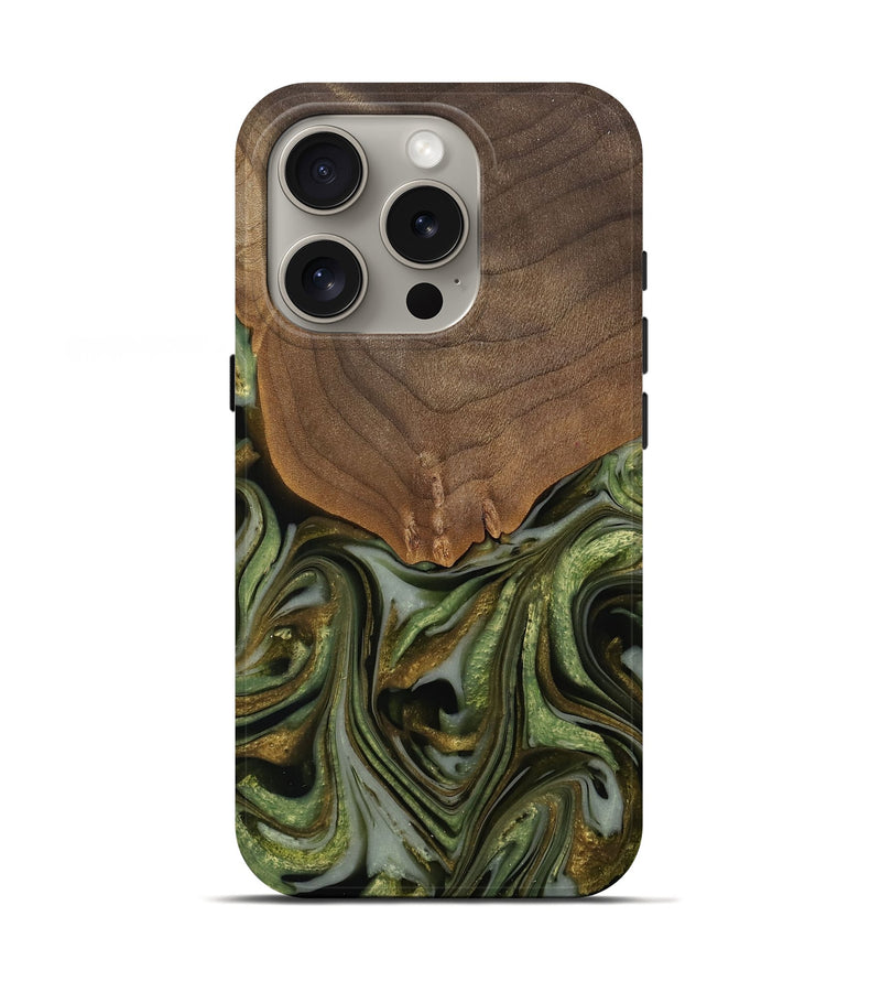 iPhone 16 Pro Wood Live Edge Phone Case - Caralie (Green, 742573)